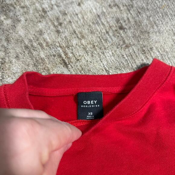 Red Obey Graphic Crewneck Sweatshirt - Picture 6 of 8